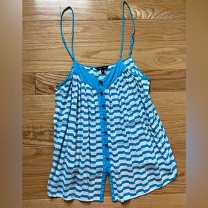 Naked Zebra Blue Stripe Button Front Cami